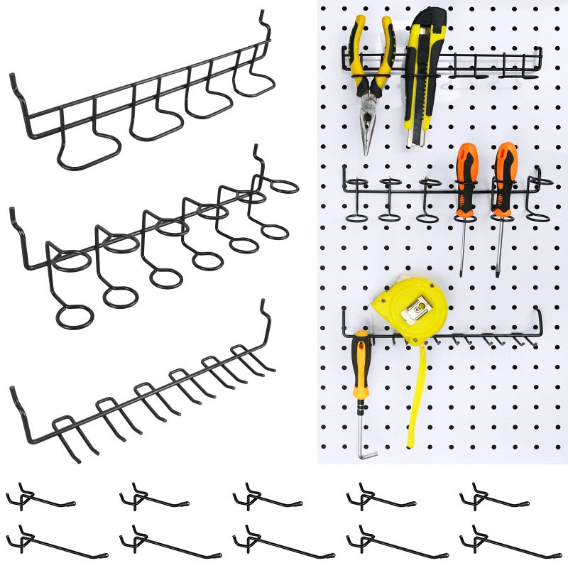 G.CORE 16 Pack Pegboard Utility Hooks, Peg Board Holders & Rack for Screwdriver Piler Multi Tool Accessories, Fit 1/4"" & 1/8"" Pegboards, Wall Organizers and Storage for Craft Room, Garage, Workbench, Office - Image 1